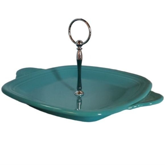 Fiestaware Fiesta Single Tier SERVING Server Plate Dish Plater Turquoise CERAMIC - Picture 3 of 9